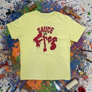 Atlas Meat-Free Deli “Sauce Ain’t Free” Graphic Tee Yellow Regular